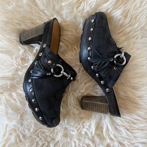Coach Black Mules/Clogs with Tassels